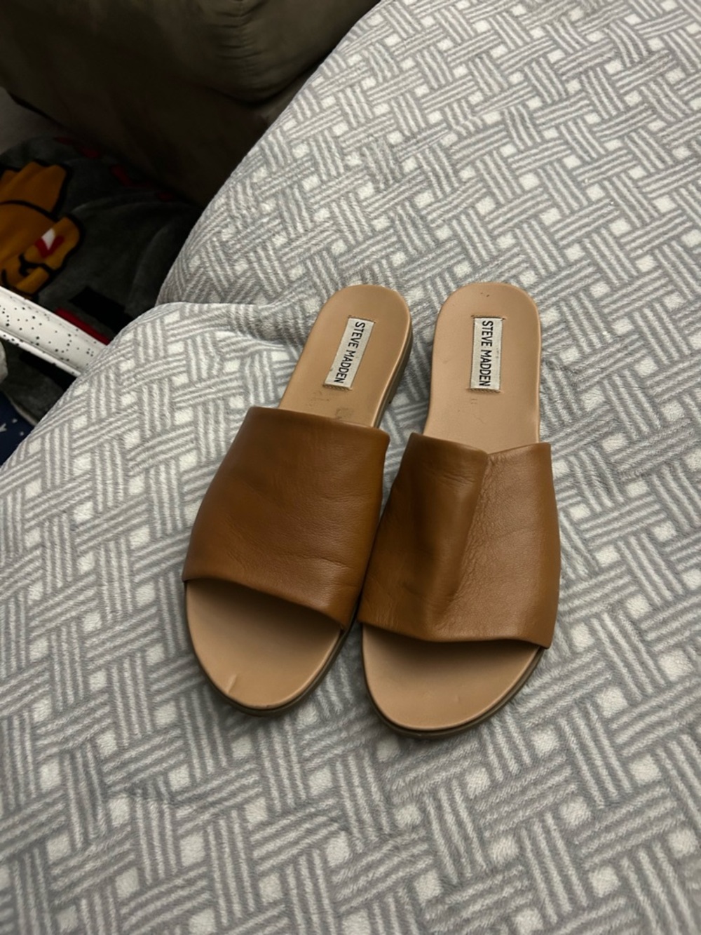 Steve Madden Cognac Leather Slide Mules